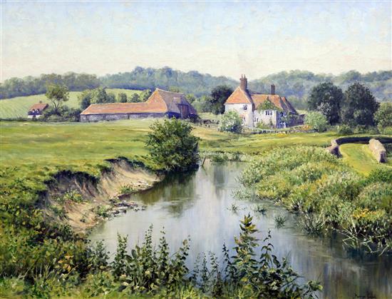 Mervyn Goode (1948-) A Sussex farmhouse near the River Arun, 20 x 26in.